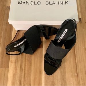 New Manolo Blahnik heel wrap slingback sandals